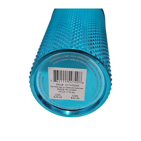 Starbucks 2023 Summer Teal Bling Metallic Studded Venti 24 OZ Cold Tumbler New - Picture 5 of 7